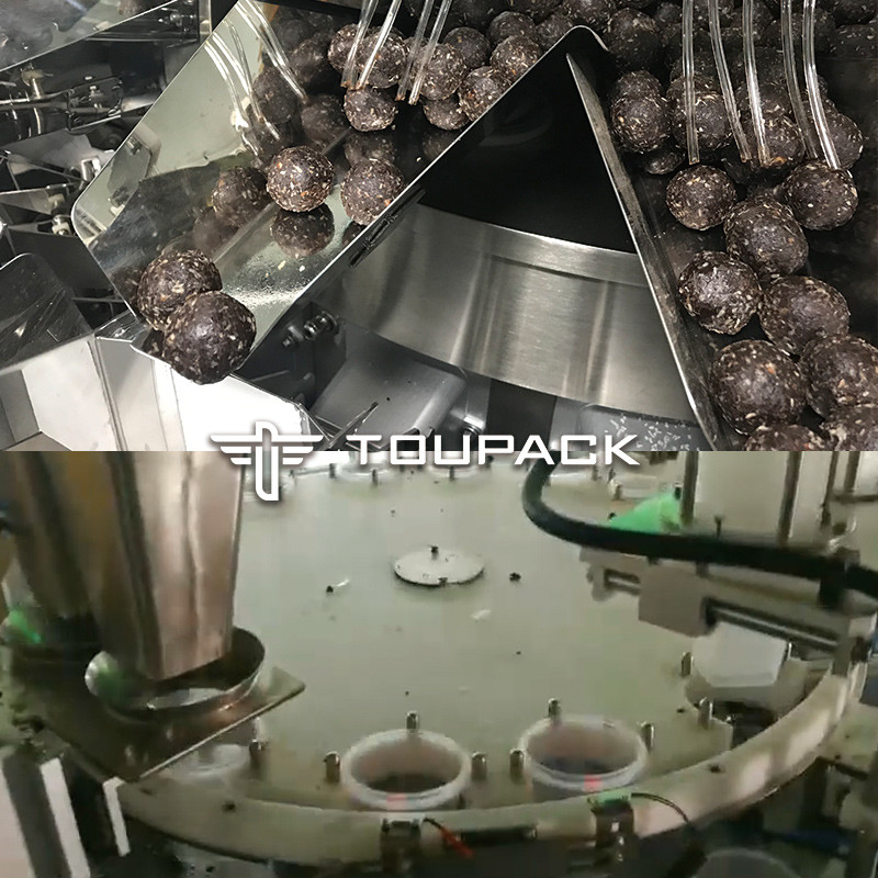 自動混合チョコレートパッケージング 蓋とラベルラインと詰め込み機械 ナッツスナックパッケージングマシン