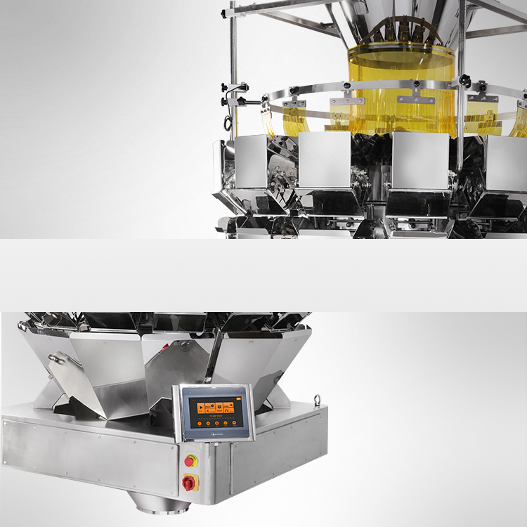 14ヘッド多段式計量機用高速自動パウチサラダ包装機、ドライフルーツ包装機
