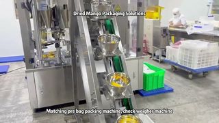 半自動マルチヘッド計量機でドライマンゴーの包装が簡単に